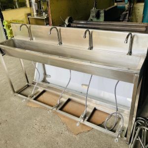 Stainless Foot Operated Sink with 4 handwashing stations ASL Engineering Knee Operated Utility Hospital Sink